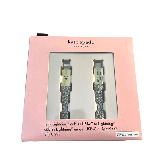 kate spade Other - Kate Spade Black/Gold Lightening USB-C Jelly Cable